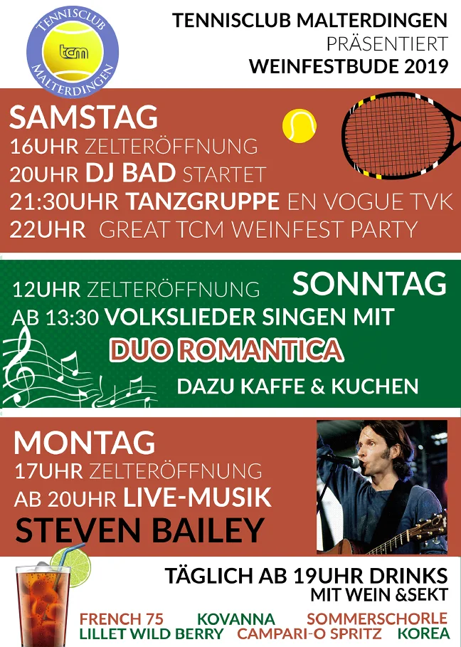 Plakat zum Weinfest 2019 des TC Malterdingen
